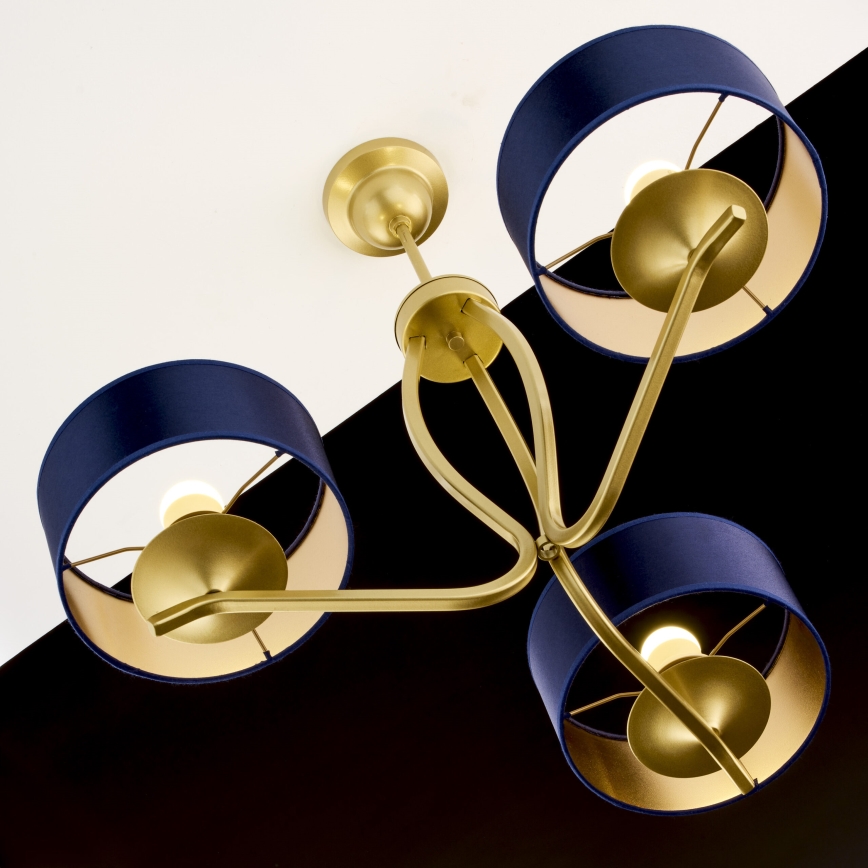 Jupiter 2113 - Luster na šipci KASZMIR 3xE27/15W/230V plavo-zlatni