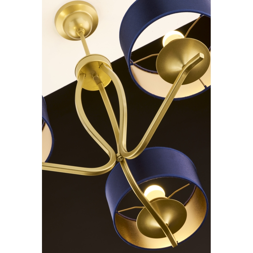 Jupiter 2113 - Luster na šipci KASZMIR 3xE27/15W/230V plavo-zlatni