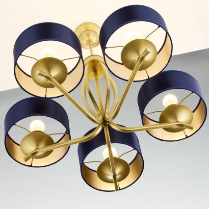 Jupiter 2114 - Luster na šipci KASZMIR 5xE27/15W/230V plava/zlatna