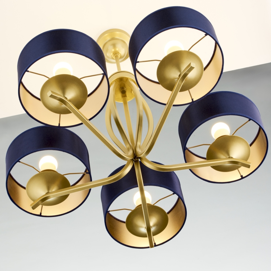 Jupiter 2114 - Luster na šipci KASZMIR 5xE27/15W/230V plava/zlatna