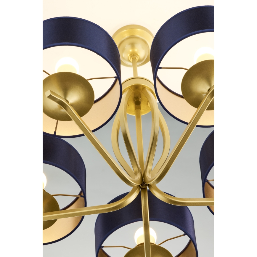 Jupiter 2114 - Luster na šipci KASZMIR 5xE27/15W/230V plava/zlatna