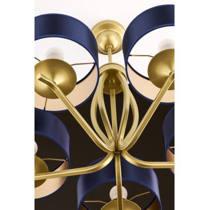 Jupiter 2114 - Luster na šipci KASZMIR 5xE27/15W/230V plava/zlatna