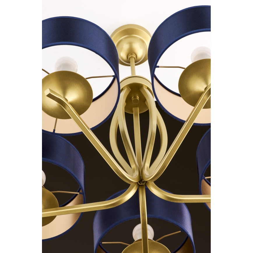 Jupiter 2114 - Luster na šipci KASZMIR 5xE27/15W/230V plava/zlatna