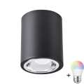 JUPITER LED RGBW dimabilno stropno svjetlo 1xE27/6,5W/230V 2700-6500K Wi-Fi Ø 9,8 cm crno