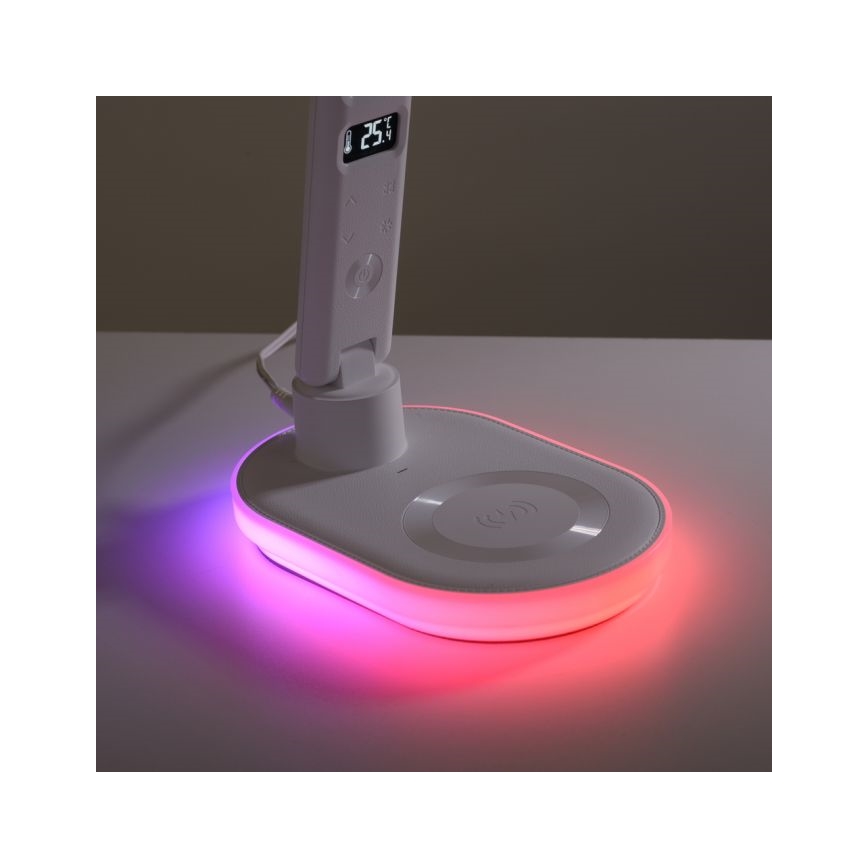 JUST LIGHT. 11018-16 - LED RGBW stolna lampa na dodir s prigušivanjem i bežičnim punjenjem TINA LED/4W/230V bijela