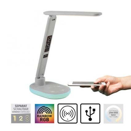 JUST LIGHT. 11018-16 - LED RGBW stolna lampa na dodir s prigušivanjem i bežičnim punjenjem TINA LED/4W/230V bijela