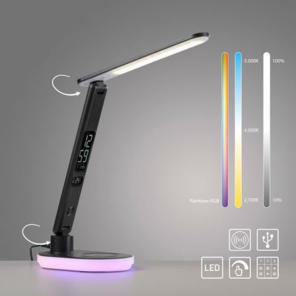 JUST LIGHT. 11018-18 - LED RGBW LED Prigušiva stolna lampa na dodir s bežičnim punjenjem TINA LED/4W/230V