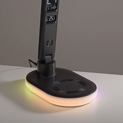 JUST LIGHT. 11018-18 - LED RGBW Prilagodljiva Touch Stolna Lampa s Bežičnim Punjenjem TINA LED/4W/230V Crna