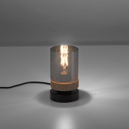 JUST LIGHT. 11310-18 - Stolna lampa PASQUAL 1xE27/40W/230V crna/kaučukovac