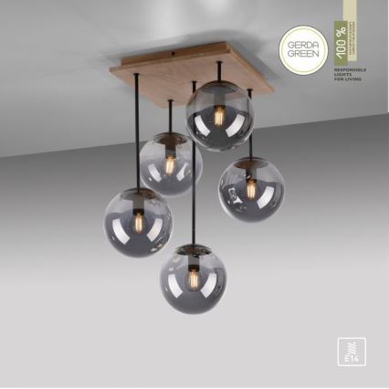 JUST LIGHT. 11395-79 - Viseći luster WIDOW 5xE14/25W/230V hrast