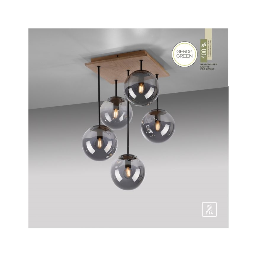JUST LIGHT. 11395-79 - Viseći luster WIDOW 5xE14/25W/230V hrast
