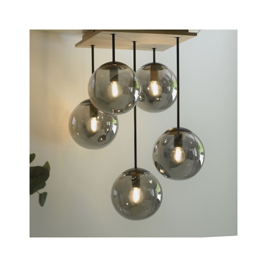 JUST LIGHT. 11395-79 - Viseći luster WIDOW 5xE14/25W/230V hrast