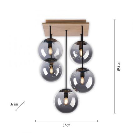 JUST LIGHT. 11395-79 - Viseći luster WIDOW 5xE14/25W/230V hrast
