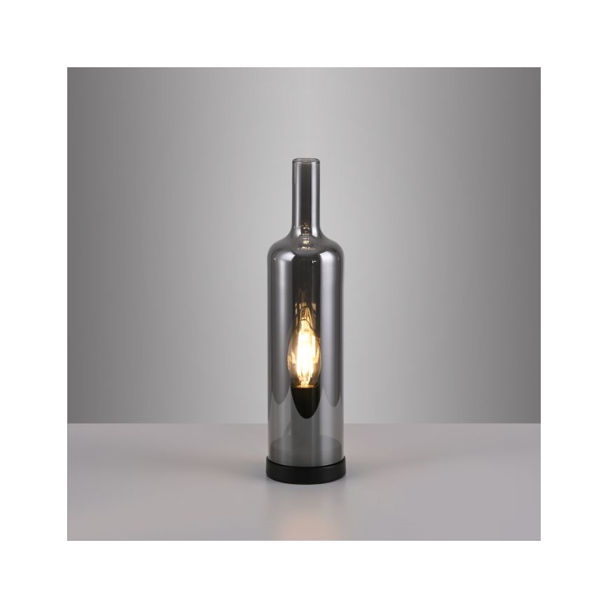 JUST LIGHT. 14006-25 - Stolna svjetiljka BOTTLE 1xE14/25W/230V crna/zadimljena