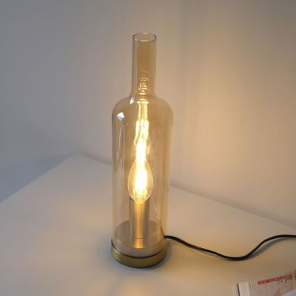 JUST LIGHT. 14006-27 - Stolna svjetiljka BOTTLE 1xE14/25W/230V bež/dimljena
