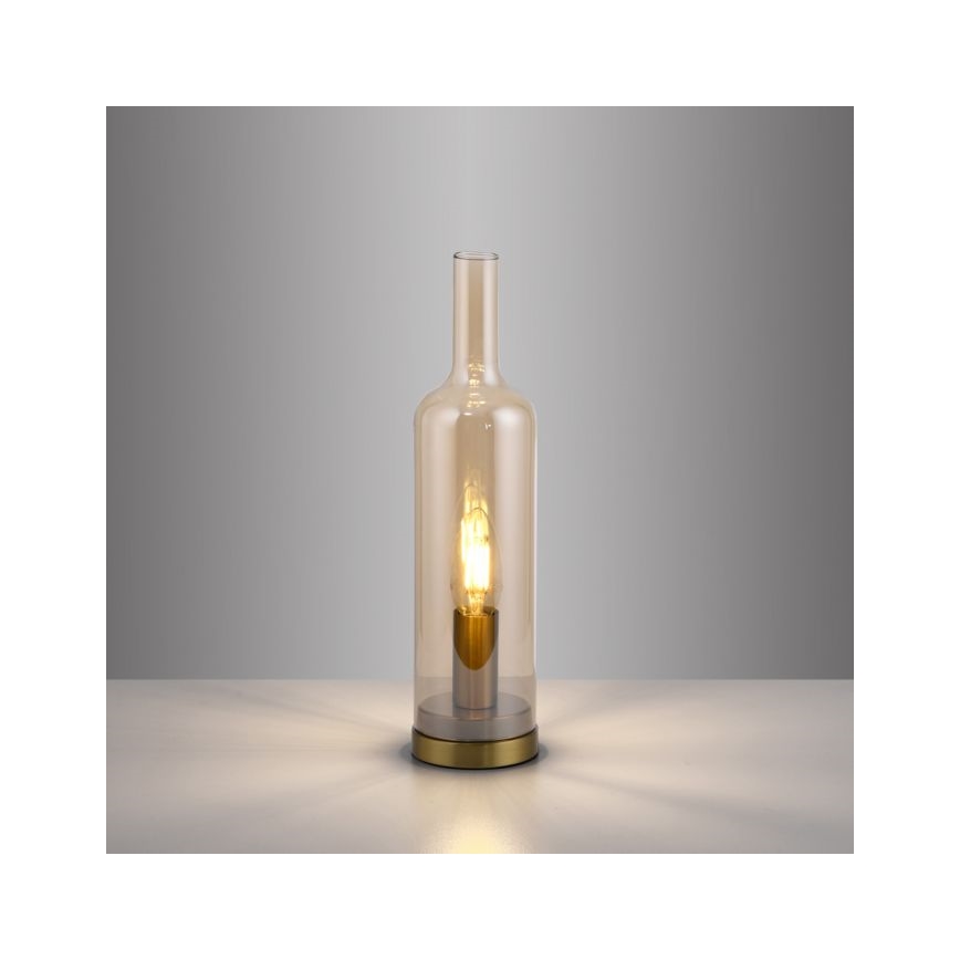 JUST LIGHT. 14006-27 - Stolna svjetiljka BOTTLE 1xE14/25W/230V bež/dimljena