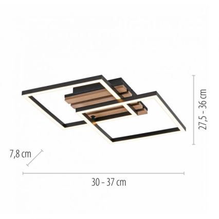 JUST LIGHT. 14053-79 - LED stropna svjetiljka AKUSTIKA LED/15W/230V hrast/crna