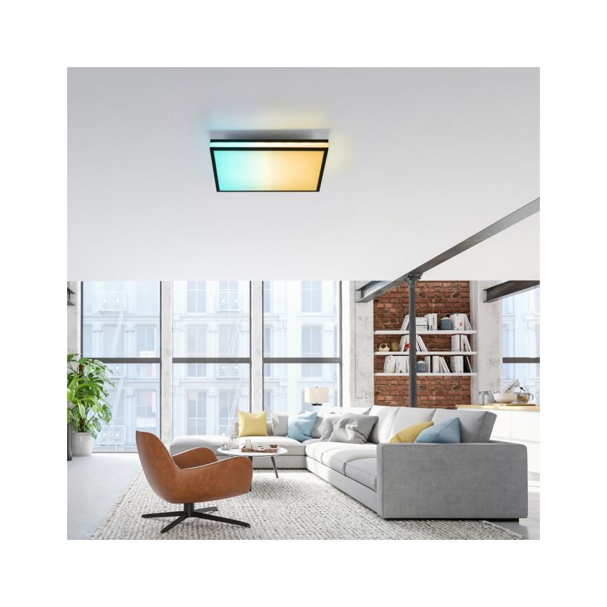 JUST LIGHT. 14110-18 - LED RGBW Prigušiva stropna svjetiljka MARIO BLACK LED/19,5W/230V 2700-5000K + daljinski upravljač