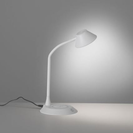 JUST LIGHT. 14414-16 - LED stolna svjetiljka s dodirnim senzorom i regulacijom svjetline, fleksibilnim vratom i bežičnim punjenjem PUCKI LED/4,5W/230V bijela