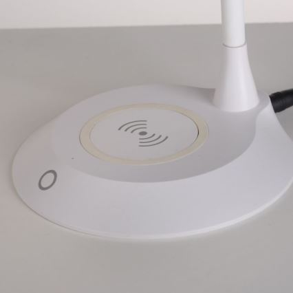 JUST LIGHT. 14414-16 - LED stolna svjetiljka s dodirnim senzorom i regulacijom svjetline, fleksibilnim vratom i bežičnim punjenjem PUCKI LED/4,5W/230V bijela