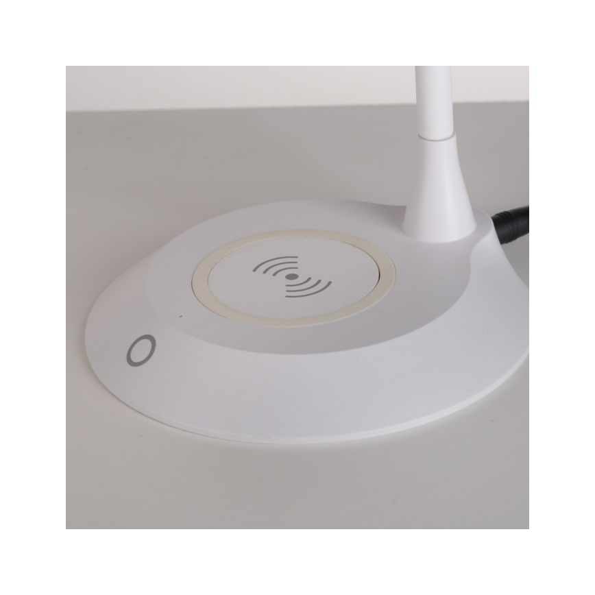 JUST LIGHT. 14414-16 - LED stolna svjetiljka s dodirnim senzorom i regulacijom svjetline, fleksibilnim vratom i bežičnim punjenjem PUCKI LED/4,5W/230V bijela