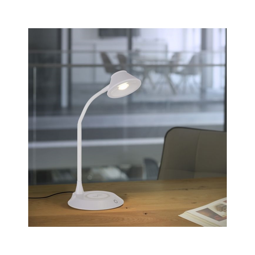 JUST LIGHT. 14414-16 - LED Dimerizabilna fleksibilna stona lampa s bežičnim punjenjem PUCKI LED/4,5W/230V bijela