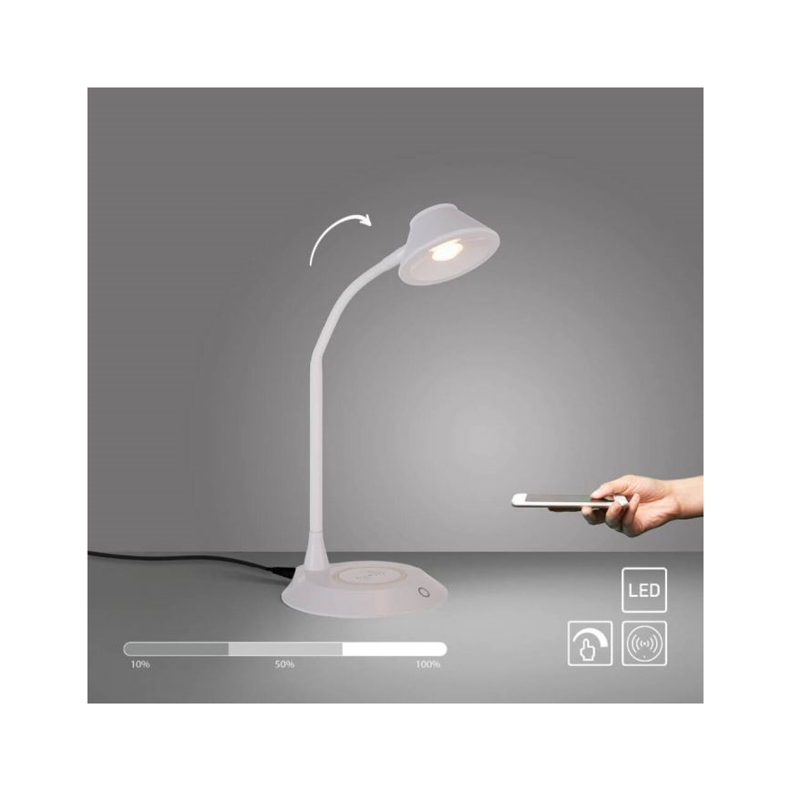JUST LIGHT. 14414-16 - LED Dimerizabilna fleksibilna stona lampa s bežičnim punjenjem PUCKI LED/4,5W/230V bijela