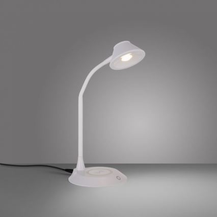 JUST LIGHT. 14414-16 - LED Dimerizabilna fleksibilna stona lampa s bežičnim punjenjem PUCKI LED/4,5W/230V bijela