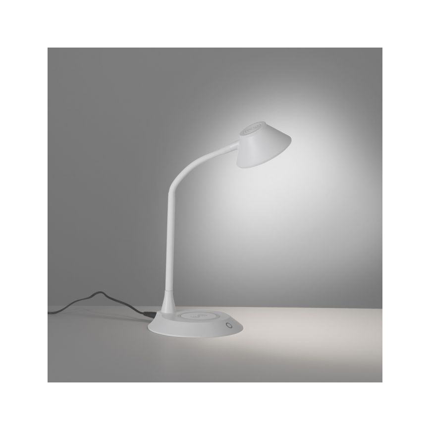 JUST LIGHT. 14414-16 - LED Dimerizabilna fleksibilna stona lampa s bežičnim punjenjem PUCKI LED/4,5W/230V bijela