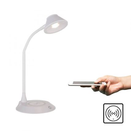 JUST LIGHT. 14414-16 - LED Dimerizabilna fleksibilna stona lampa s bežičnim punjenjem PUCKI LED/4,5W/230V bijela