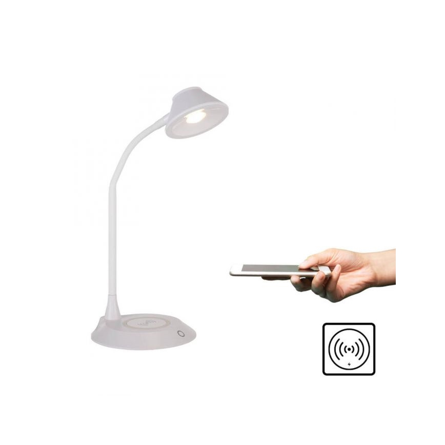 JUST LIGHT. 14414-16 - LED Dimerizabilna fleksibilna stona lampa s bežičnim punjenjem PUCKI LED/4,5W/230V bijela