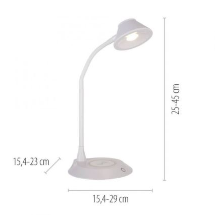 JUST LIGHT. 14414-16 - LED Dimerizabilna fleksibilna stona lampa s bežičnim punjenjem PUCKI LED/4,5W/230V bijela