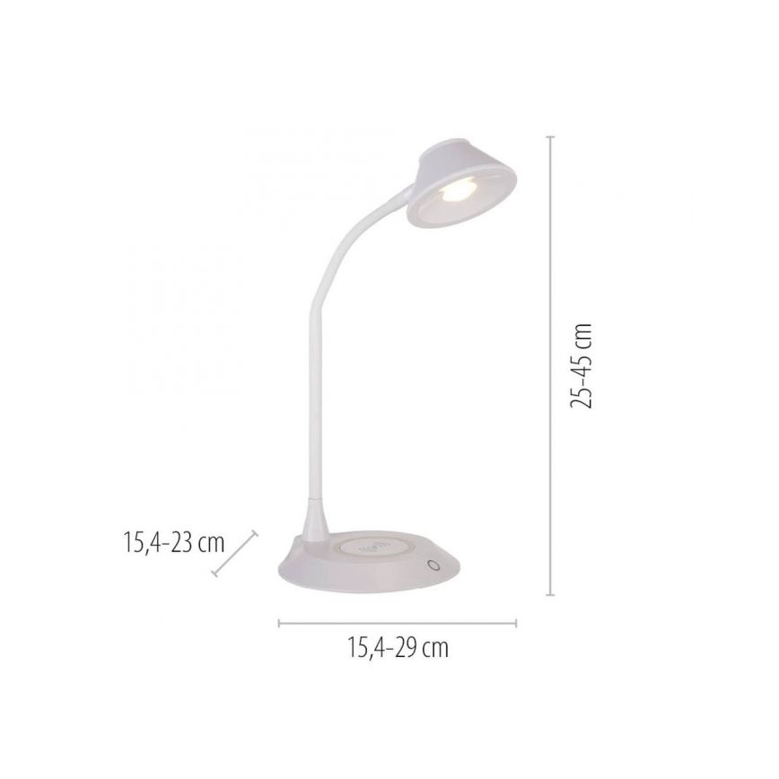 JUST LIGHT. 14414-16 - LED Dimerizabilna fleksibilna stona lampa s bežičnim punjenjem PUCKI LED/4,5W/230V bijela