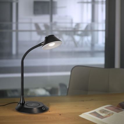 JUST LIGHT. 14414-18 - LED Dimmable fleksibilna dodirna stona lampa s bežičnim punjenjem PUCKI LED/4,5W/230V crna