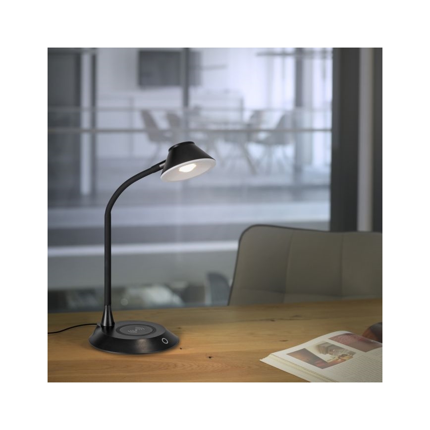 JUST LIGHT. 14414-18 - LED Dimmable fleksibilna dodirna stona lampa s bežičnim punjenjem PUCKI LED/4,5W/230V crna