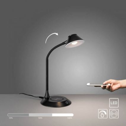 JUST LIGHT. 14414-18 - LED Dimmable fleksibilna dodirna stona lampa s bežičnim punjenjem PUCKI LED/4,5W/230V crna
