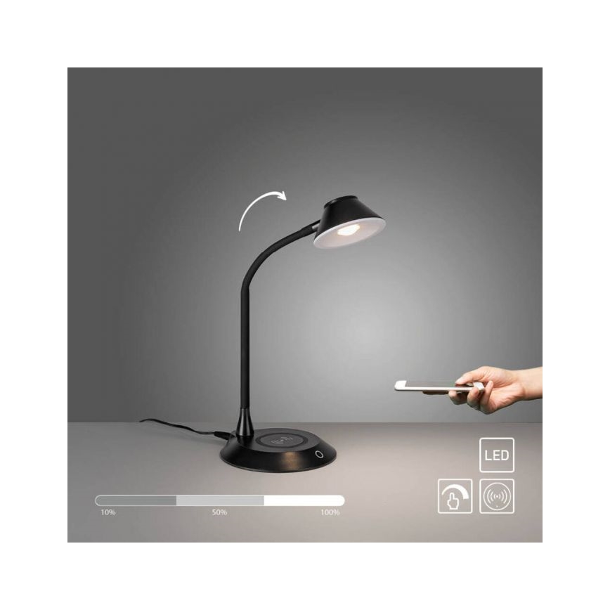 JUST LIGHT. 14414-18 - LED Dimmable fleksibilna dodirna stona lampa s bežičnim punjenjem PUCKI LED/4,5W/230V crna