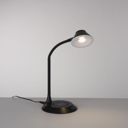 JUST LIGHT. 14414-18 - LED Dimmable fleksibilna dodirna stona lampa s bežičnim punjenjem PUCKI LED/4,5W/230V crna