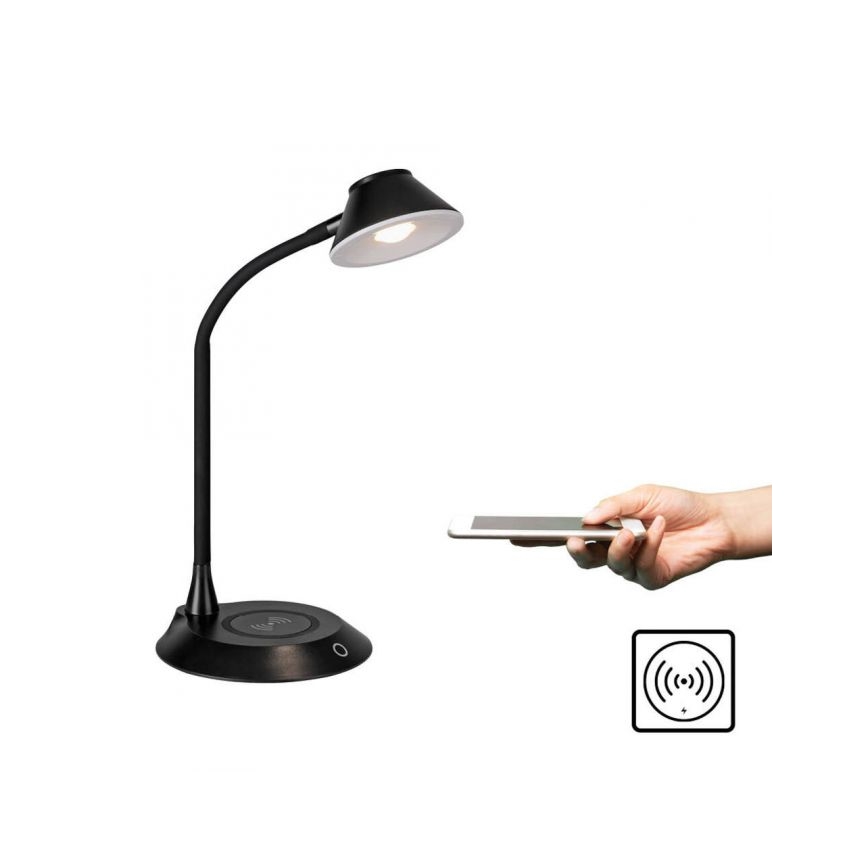 JUST LIGHT. 14414-18 - LED Dimmable fleksibilna dodirna stona lampa s bežičnim punjenjem PUCKI LED/4,5W/230V crna