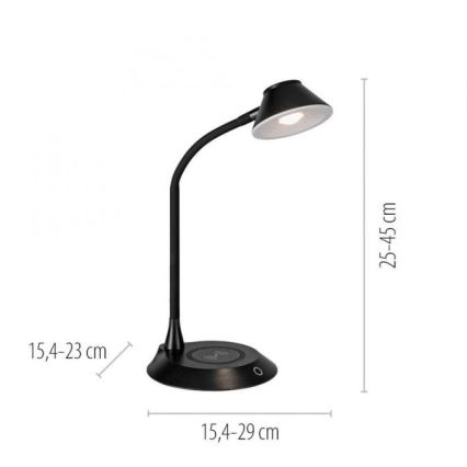 JUST LIGHT. 14414-18 - LED Dimmable fleksibilna dodirna stona lampa s bežičnim punjenjem PUCKI LED/4,5W/230V crna