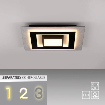 JUST LIGHT. 14439-21 - LED stropno svjetlo CICHIO LED/18,5W/230V + LED/9W 40x40 cm crna