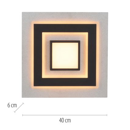 JUST LIGHT. 14439-21 - LED stropno svjetlo CICHIO LED/18,5W/230V + LED/9W 40x40 cm crna