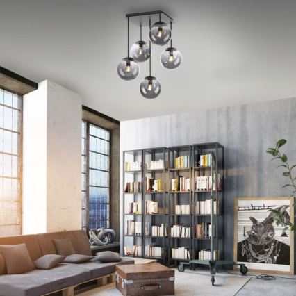 JUST LIGHT. 14602-18 - Viseći luster WIDOW 5xE14/25W/230V crna