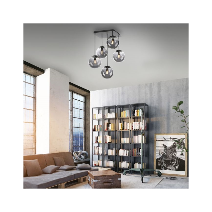 JUST LIGHT. 14602-18 - Viseći luster WIDOW 5xE14/25W/230V crna