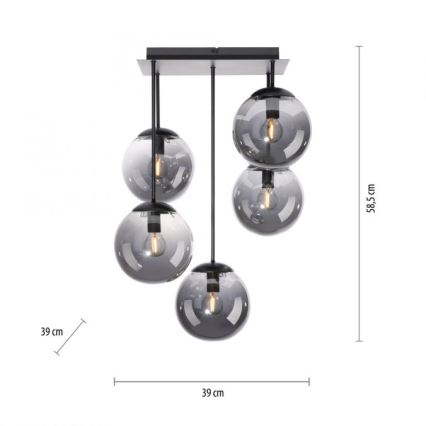 JUST LIGHT. 14602-18 - Viseći luster WIDOW 5xE14/25W/230V crna