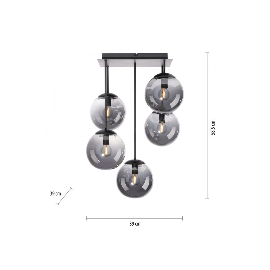 JUST LIGHT. 14602-18 - Viseći luster WIDOW 5xE14/25W/230V crna