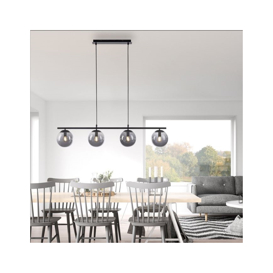 JUST LIGHT. 14604-18 - Luster na sajli WIDOW 4xE14/25W/230V crna