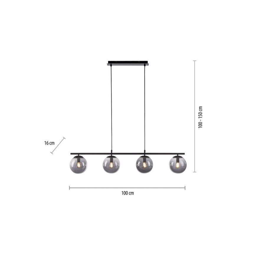 JUST LIGHT. 14604-18 - Luster na sajli WIDOW 4xE14/25W/230V crna
