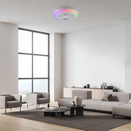 JUST LIGHT. 14623-16 - LED RGBW Prigušivi stropni ventilator sa svjetlom BRENDA LED/22W/230V 3000-6000K Ø 46 cm bijela + daljinski upravljač