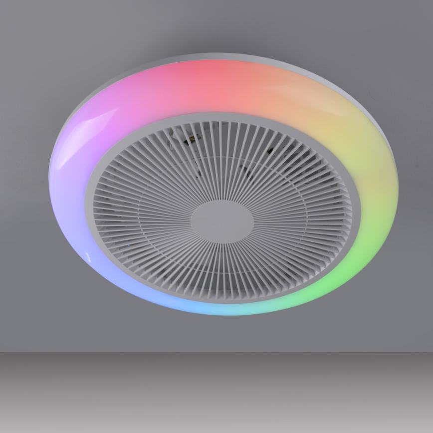 JUST LIGHT. 14623-16 - LED RGBW Prigušivi stropni ventilator sa svjetlom BRENDA LED/22W/230V 3000-6000K Ø 46 cm bijela + daljinski upravljač